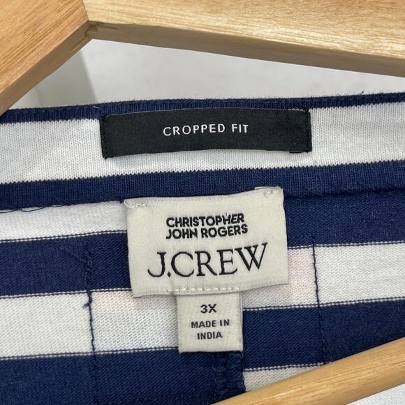 J.CREW x CHRISTOPHER JOHN ROGERS Mariner Cloth Boatneck Top Striped Navy 3X Plus - Picture 3 of 11